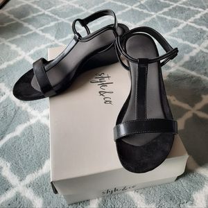Style & Co Black Strappy Dressy Wedge Sandals